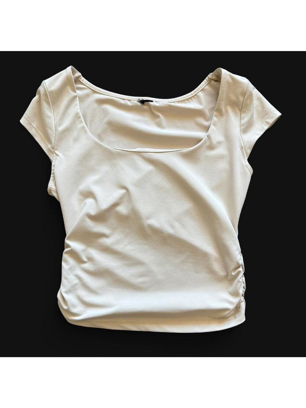 Cream square neck crop top